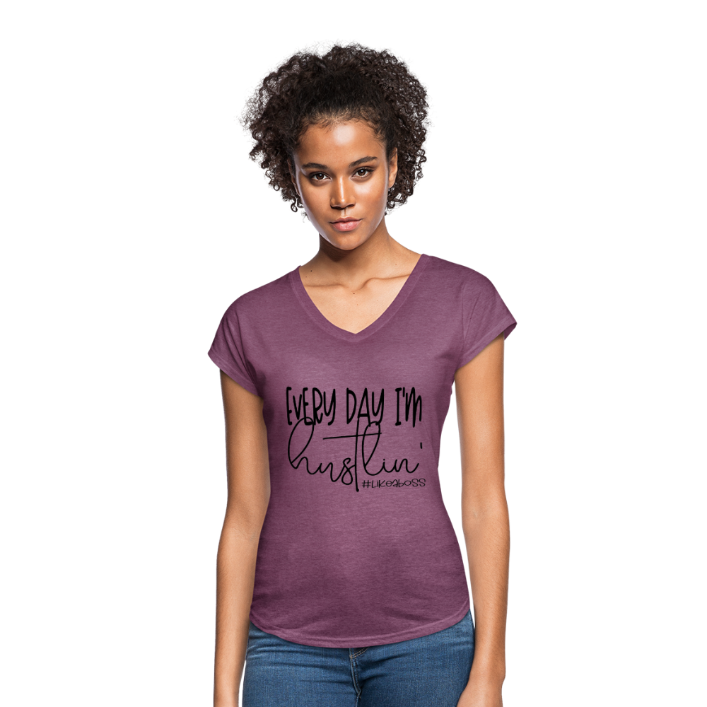 Every Day I'm Hustlin' T-Shirt - heather plum