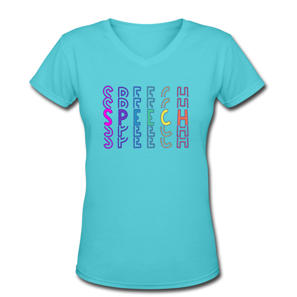 SPEECH V-Neck T-Shirt - aqua