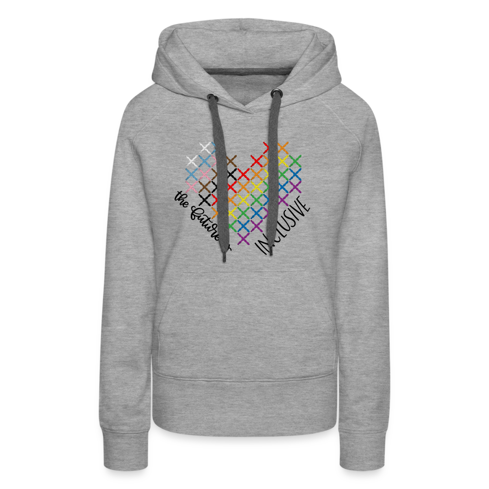 Pride CrossStitch Heart- The Future Is Inclusive - heather grey